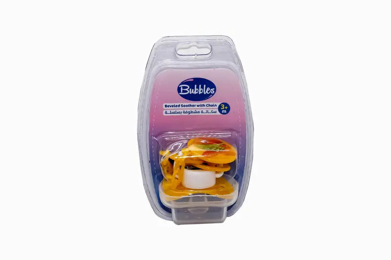 Bubbles Angled Pacifier With Chain