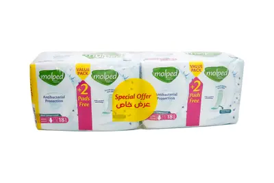 Molped Maxi Long Anti Bact. 18 Pads 2 Pack Off