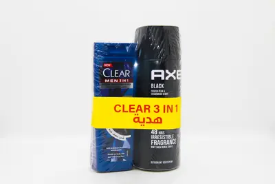Axe Black Body Spray 150 Ml +Clear Sh 90 ML Off