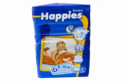 Sanita Happies Large 4 (8-16) Kg 58 Diapers