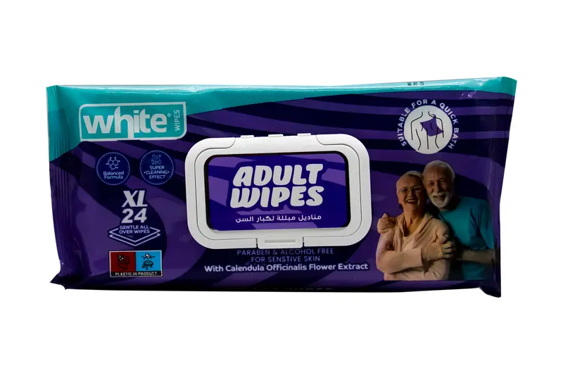 White Adult 24 Wipes