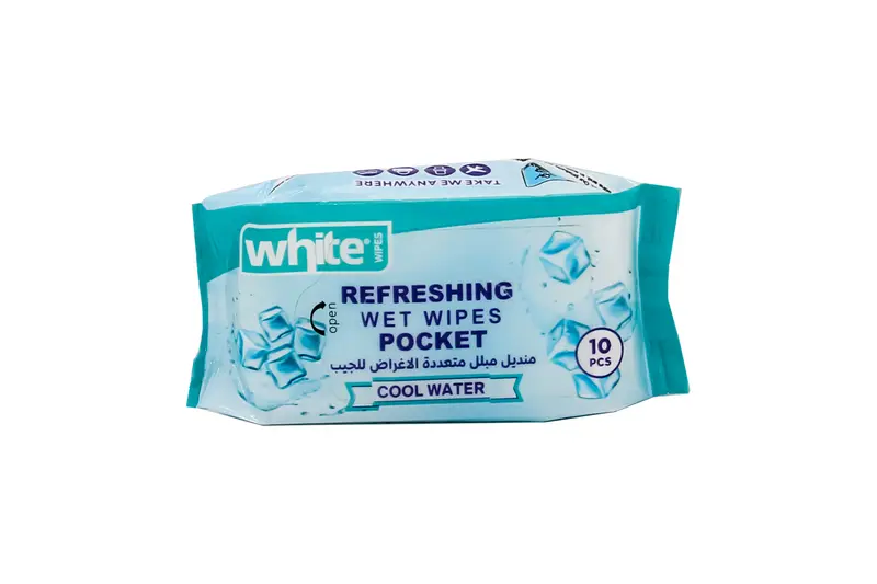 White Refreshing Cool Water Pocket 10 Pcs Wipes