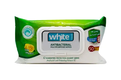 White Antibacterial Lemon Lime 50 Pcs Wipes