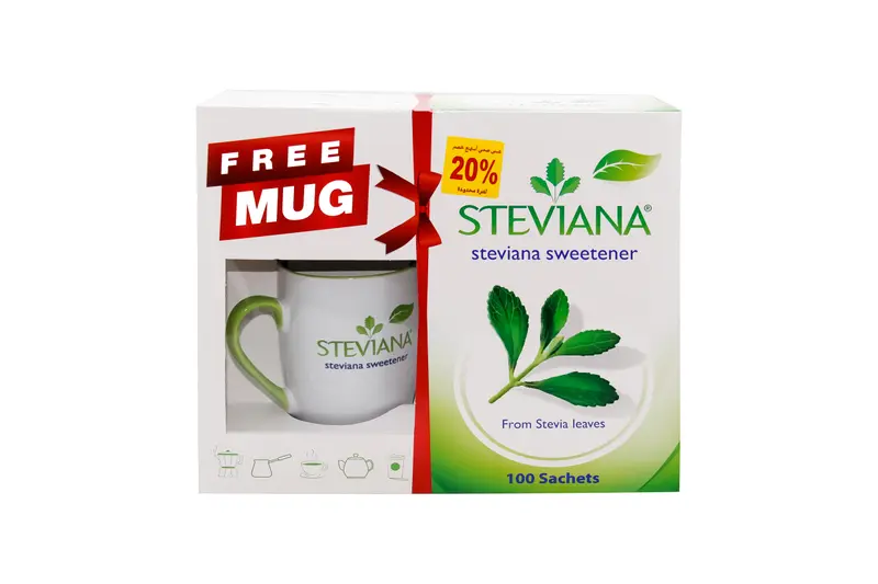 Steviana Sweetener 100 Sachets +Mug + (20%) Off