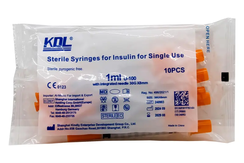 KDL Syringe 1 Ml (U-100) Insulin 10 Pcs