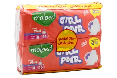 Molped Girl Pwr Floral Musk Long 14+2 x2 Pads  Off